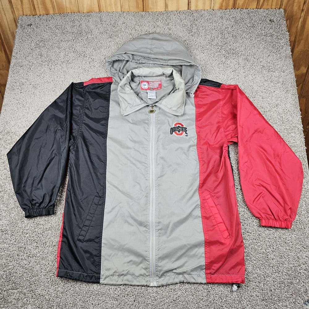 Vtg Ohio State Buckeyes Windbreaker Jacket Sz Medium Full Zip Colorblock OSU